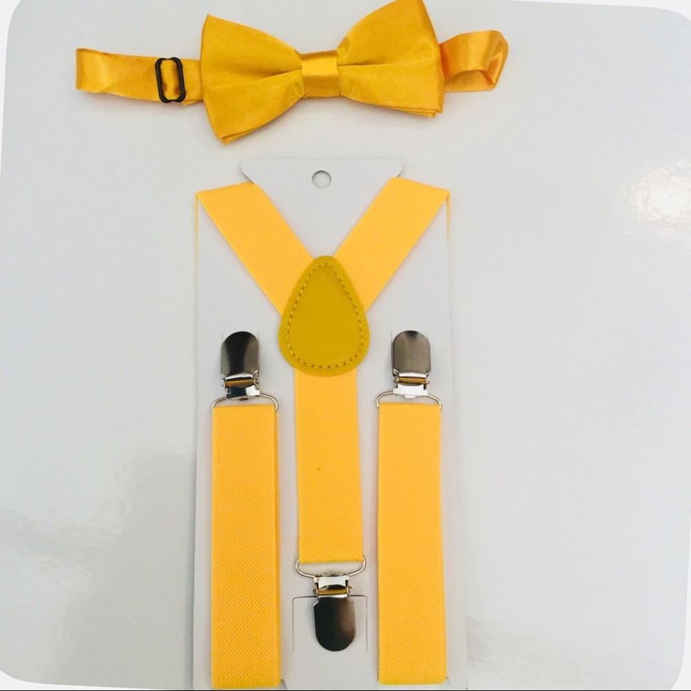 🌕NEW YELLOW🌕SUSPENDERS & BOW TIE